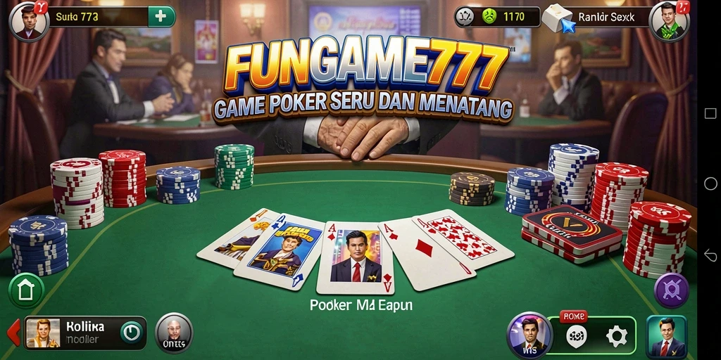 Tampilan gameplay Poker yang seru dan interaktif di FUNGAME777.