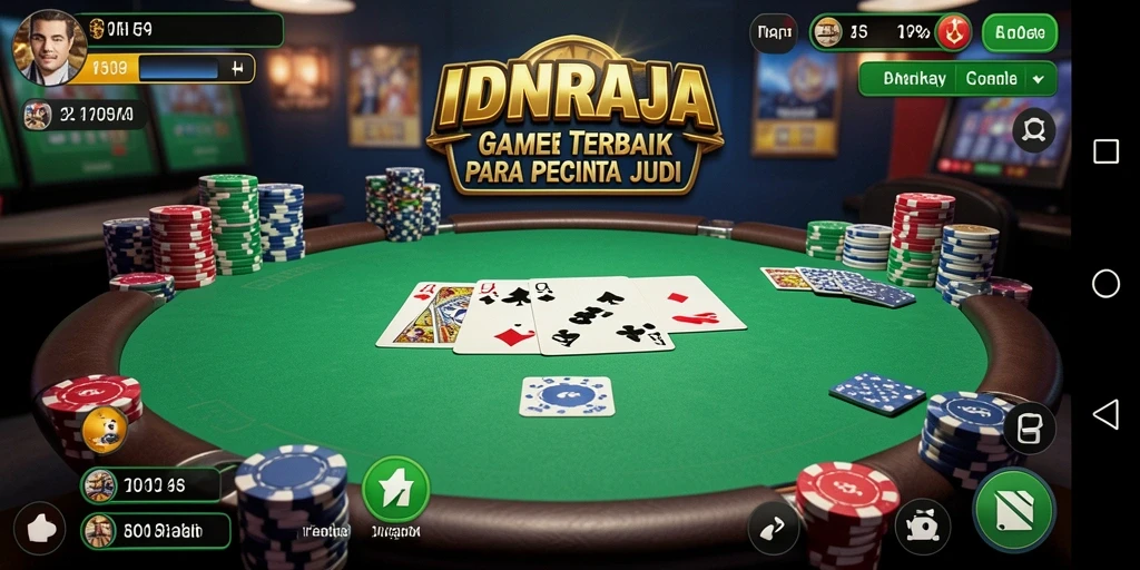 Tampilan gameplay menarik dari IDNRAJA menunjukkan keseruan bermain Poker.