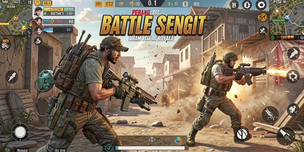 Gameplay mendebarkan di arena Battle Royale IN22.