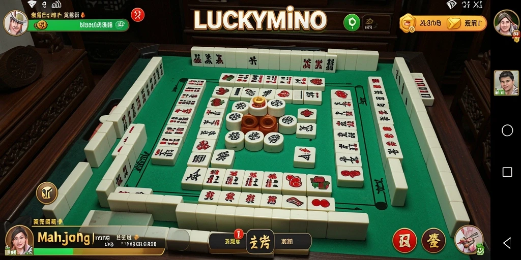 Tampilan menarik dari gameplay Mahjong di LUCKYMINO.