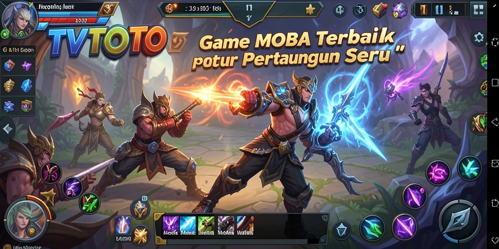 Screenshot gameplay seru dari TVTOTO dengan aksi pertarungan MOBA.